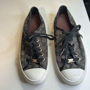 COACH EMPIRE SIGNATURE CANVAS LACE UP LOW TOP SNEAKERS SIZE 8B
